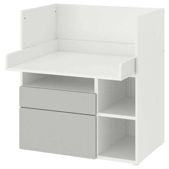 SMASTAD Письмовий стіл, біло-сірий/з 2 ящиками, 90x79x100 см