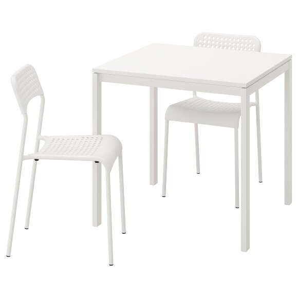 MELLTORP / ADDE Стіл і 2 стільці, білий, 75 см