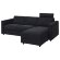 VIMLE 3-місний диван з шезлонгом, з підголівником Saxemara/чорно-синій