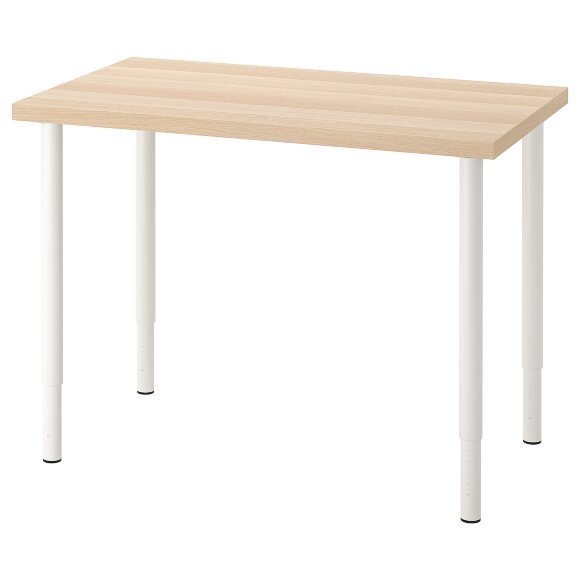 LINNMON / OLOV Письмовий стіл, дуб білий/білий, 100х60 см