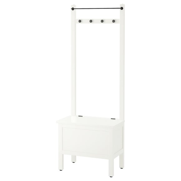 HEMNES Lava з місцем для зберігання/рейка/4 гачки, білий, 64x37x173 см