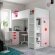 SMASTAD Ліжко-антресолі, білий ніжно-рожевий/з письмовим столом з 4 ящиками, 90x200 см