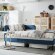 BLAKULLEN Каркас/узголів’я ліжка з м’якою оббивкою, Кніса середньо-синій, 90х200 см