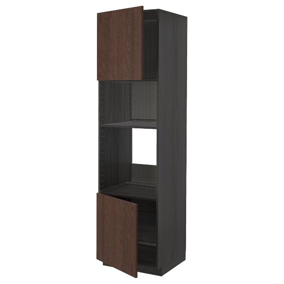 Sza st island pie/micro 2dr/pol, black/Sinarp brown, 60x60x220 см