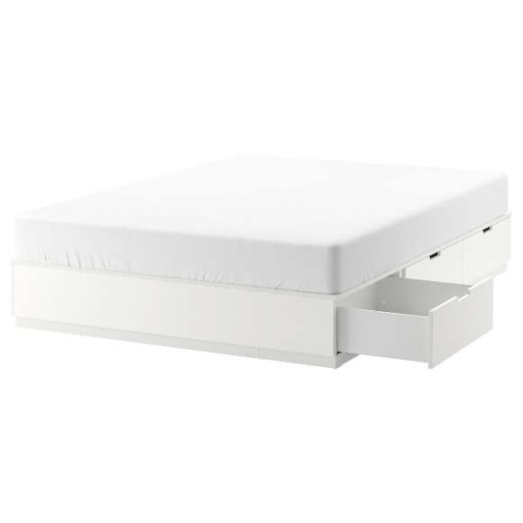 NORDLI Каркас ліжка з ящиками, білий, 160х200 см