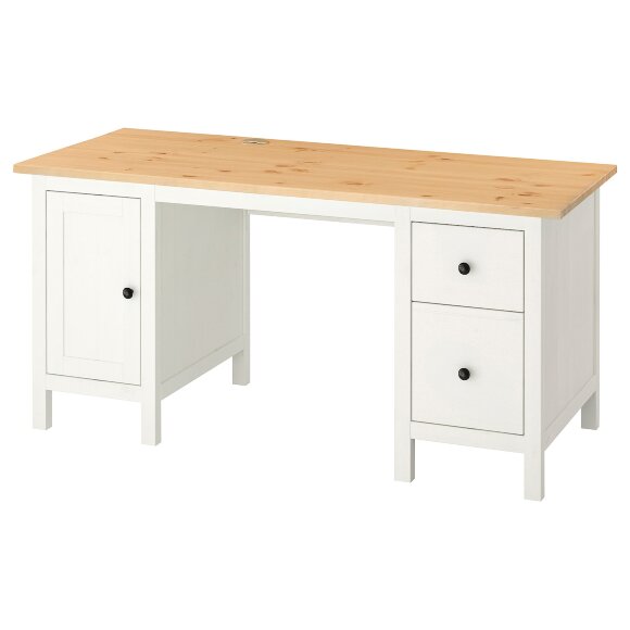 HEMNES Стіл письмовий, біла морилка/світло-коричневий, 155х65 см