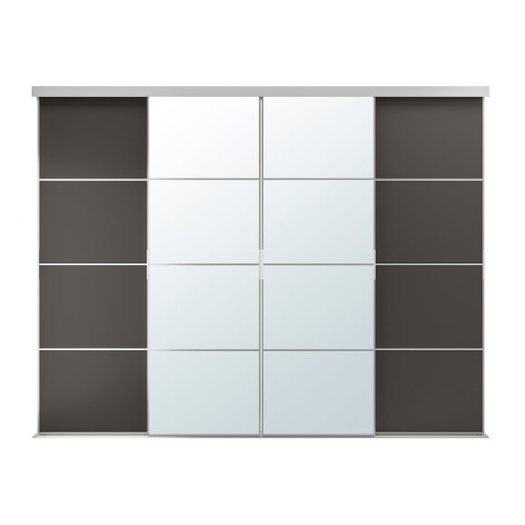 Комбінація розсувних дверей, алюміній/темно-сіре дзеркало, 301x240 см