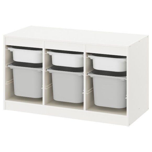 TROFAST Стелаж з контейнерами, білий/сірий, 99x44x56 см
