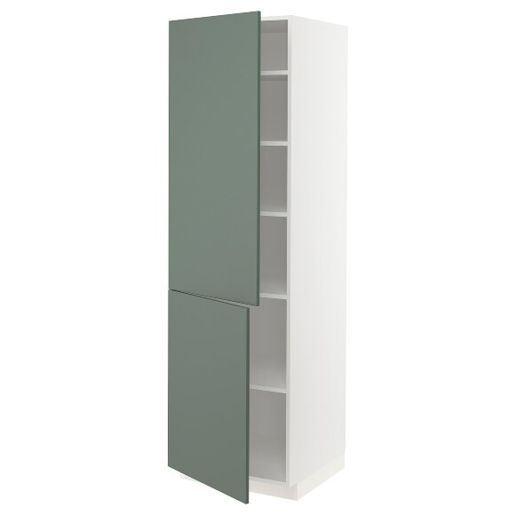 METOD Висока шафа з полицями/2 дверцята, білий/Бодарп сіро-зелений, 60х60х200 см