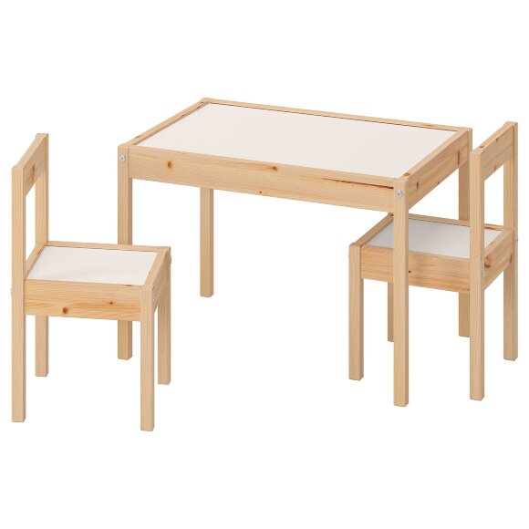 LATT Дитячий стіл і 2 стільці, білий/сосна