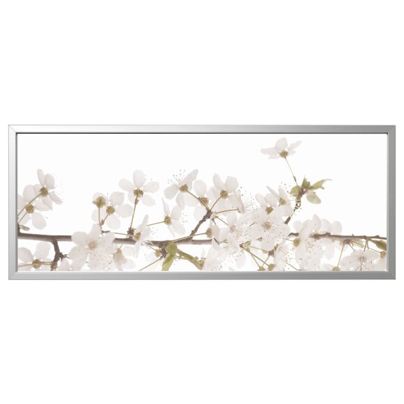 BJORKSTA Картина в рамці, білі квіти/срібло, 140х56 см
