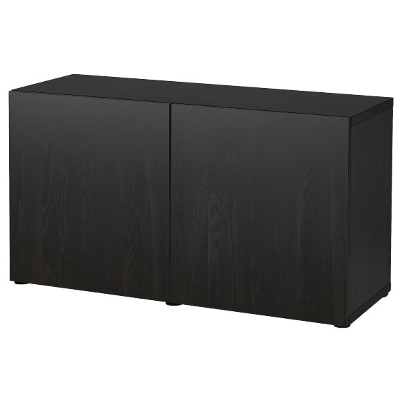 BESTA Комбінація для зберігання з дверима, чорно-коричневий/Lappviken чорно-коричневий, 120x42x65 см