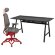 UTESPELARE / STYRSPEL Ігровий стіл і стілець, чорно-сірий/червоний