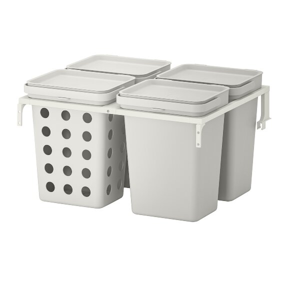 HALLBAR Розчин для сортування сміття, для кухонних ящиків METOD, вентильований/світло-сірий, 40 л