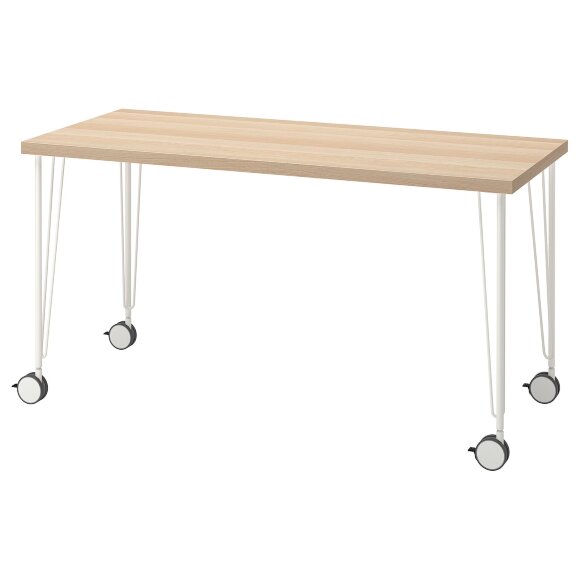 LAGKAPTEN / KRILLE Письмовий стіл, дуб білий/білий, 140х60 см