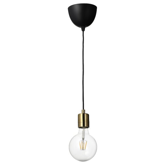 SKAFTET / LUNNOM Підвісний світильник з лампочкою, латунний/регульований глобус